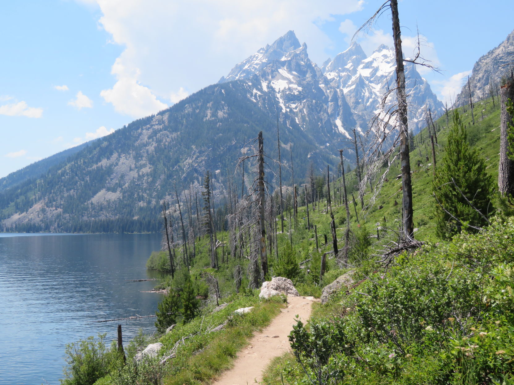 Trail beside lake in Tetons